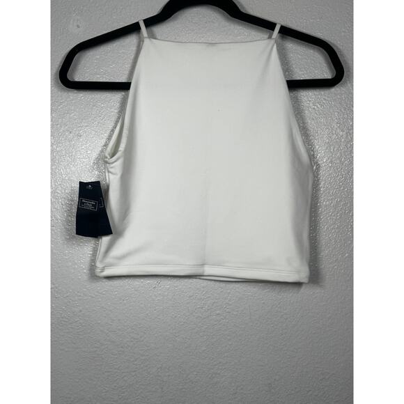 New Abercrombie & Fitch Soft White Crop Top Square Neck Sleeveless Sz S - Picture 3 of 3